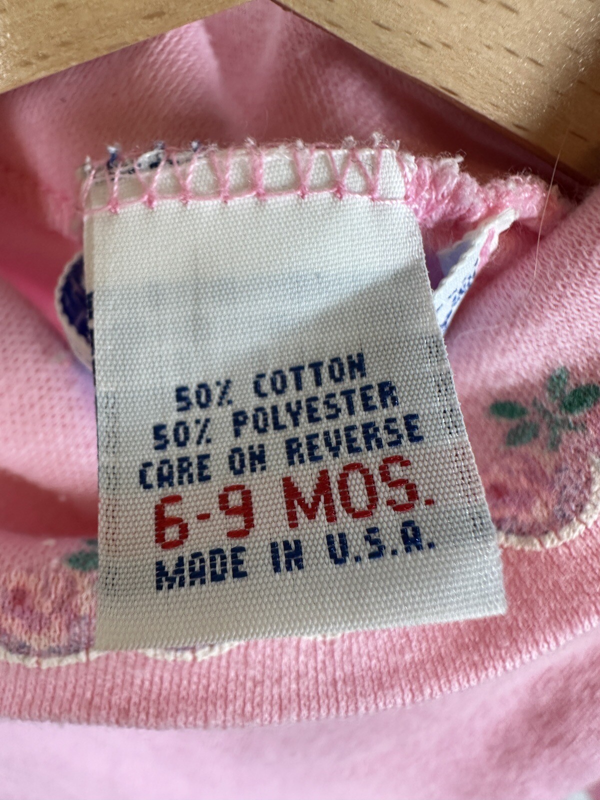 VTG OshKosh B'Gosh Pink White Roses Overalls Romper Turtleneck Set 6/9M USA image 7