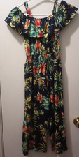 Floral Navy One Piece Jumpsuit Small see measures Teen/ Petite Womens Tie Back
