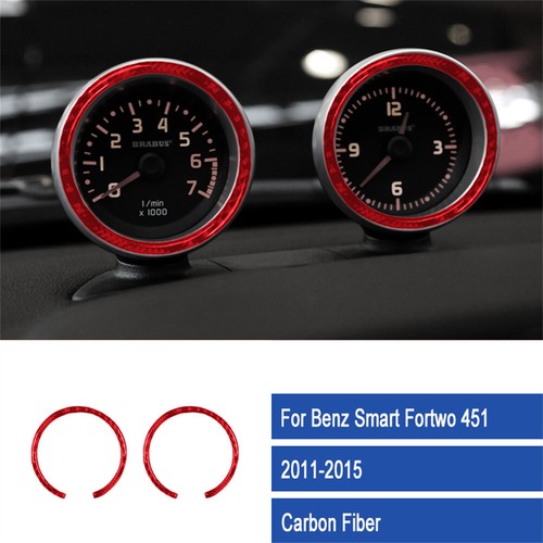 Red Carbon Fiber Center Air Vent Up Gauges Ring Trim For Benz Smart fortwo 11-15 - Picture 5 of 9
