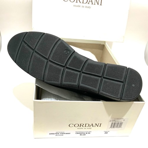 Cordani Metallic Navy Blue Leather Mary Janes Platform Shoes Suede Loafers 39 - Picture 3 of 8