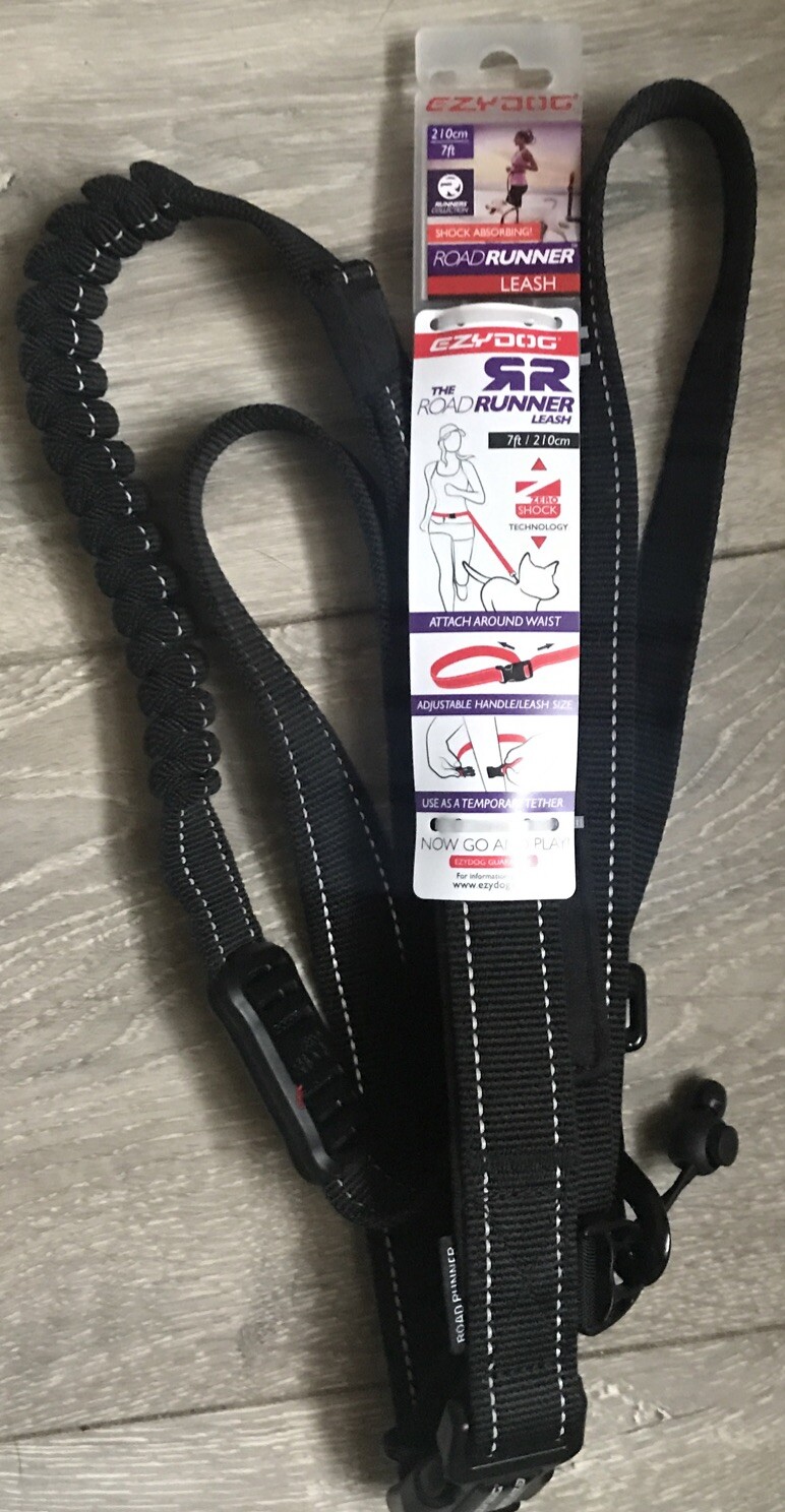 EzyDog Black Roadrunner Shock Absorbing Dog Lead EZY Road Runner Leash
