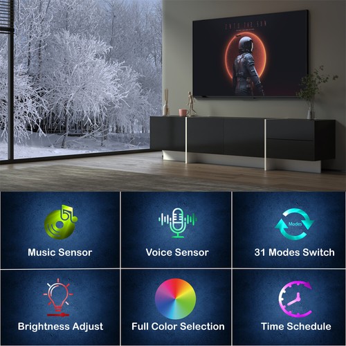 LED TV Stand Entertainment Center TV Media Console Table for TVs up to 75in - Picture 4 of 8