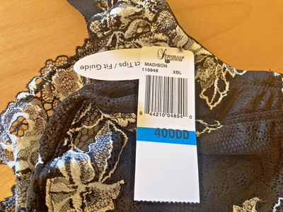 NWT 40DDD PARAMOUR BY FELINA MADISON( DISCONTINUED) UNLINED UNDERWIRE BLACK BRA
