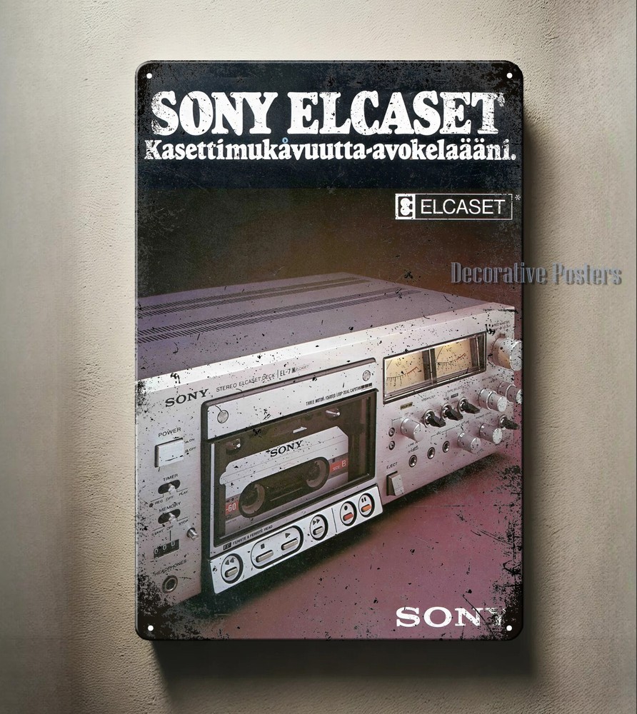 Sony Elcaset Vintage Audiophile Tape Deck Hi-Fi Metal Poster -20x30cm Tin Sign