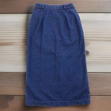 Willowbend Denim Skirt Womens 8 Blue Vintage Made in USA Pockets Mid Calf Length