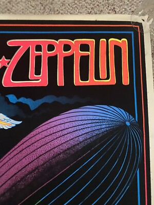 MOST PRISTINE ORIGINAL LED ZEPPELIN VELVET/ BLACK LIGHT POSTER SEE