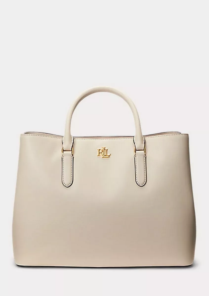 Ralph Lauren Full-Grain Smooth Leather Large Marcy 36 Satchel Bag 