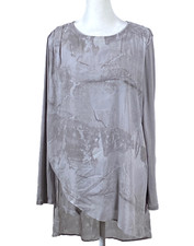 H by Halston Women's Gray Watercolor Tunic Blouse Size L