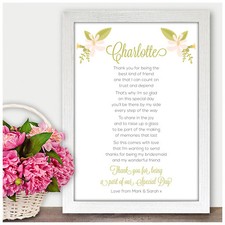 Bridesmaid Thank You Poem Gifts Personalised Gifts for Maid of Honour Bridesmaid