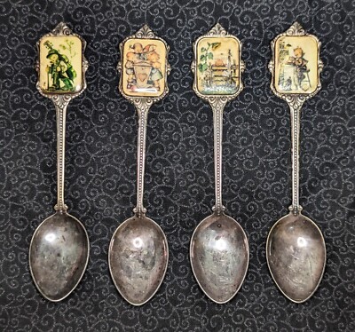 Lot of 4 Hummel Spoons - 1982 - ARS Limited Edition - 5'' Silver Plated