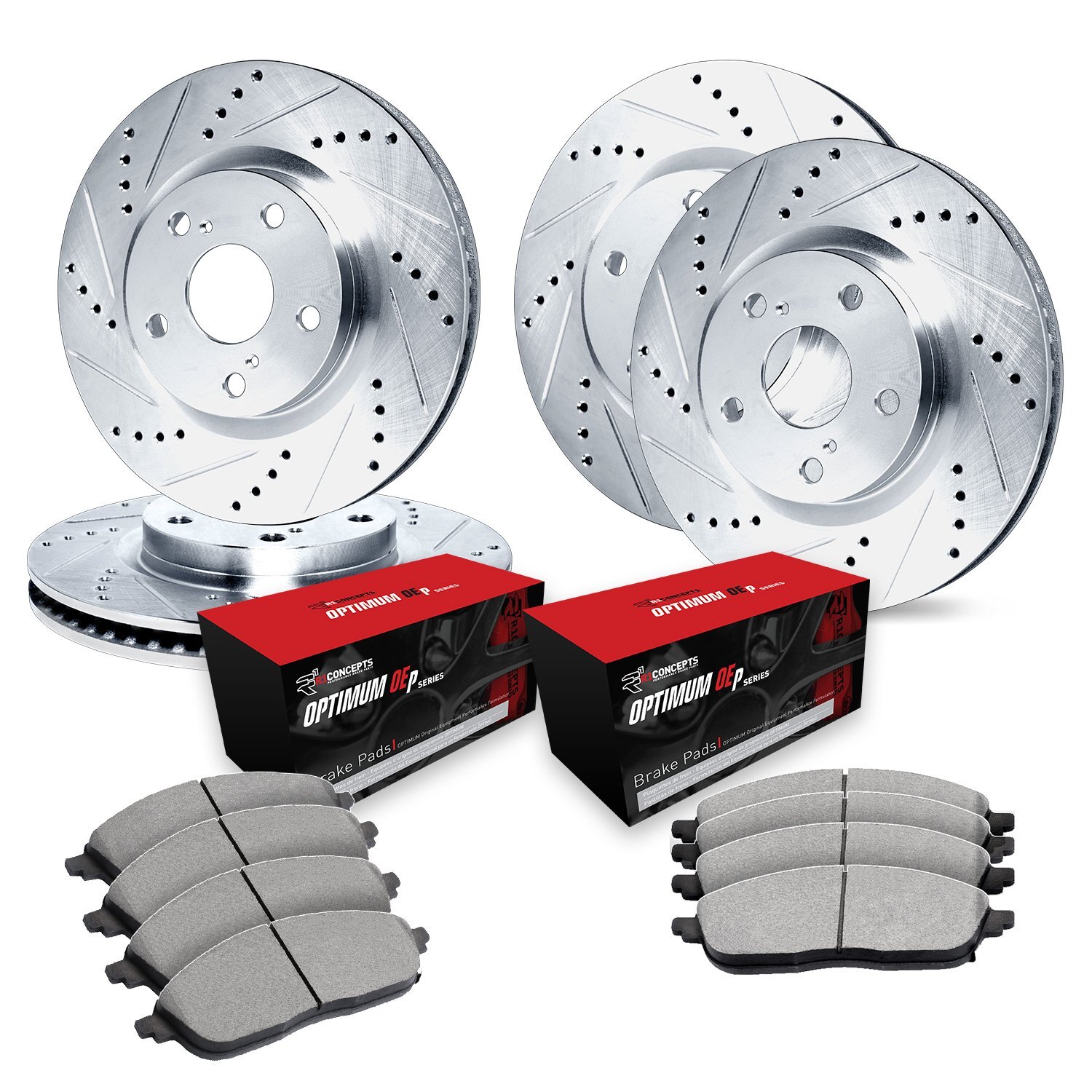 For BMW 228i 14-16 Drilled & Slotted Front & Rear Brake Kit w Optimum Pads