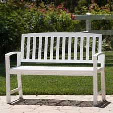 Laguna Outdoor Rustic Acacia Wood Bench with Open Slat Backrest