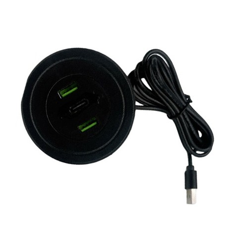 3 Port USB Desk Hole Round Desktop Charging Station USB Type C Embedded - 第 4/10 張圖片
