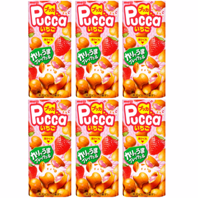 NEW! Meiji Pucca Strawberry snacks x6 packs set / Exclusive export