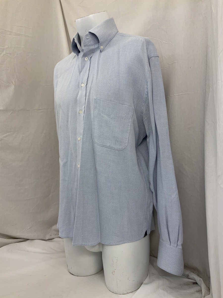 David Saddler Shirt L Blue Check Button-up Long Sleeve YGI