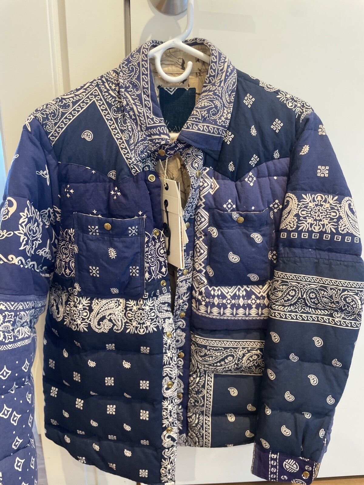 Visvim ICT Kerchief Bandana Jacket quilted down in Blue size 2