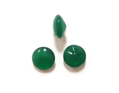 24 Vintage Glass Green Jade 8.25mm. Smooth Dome Top Deco (39ss) Rhinestones L109