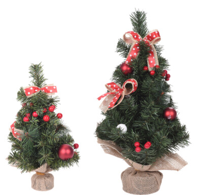 Dekorierter Mini Weihnachtsbaum perfekt für Schreibtisch 30 oder 50 cm mit roten Schleifen Kugeln