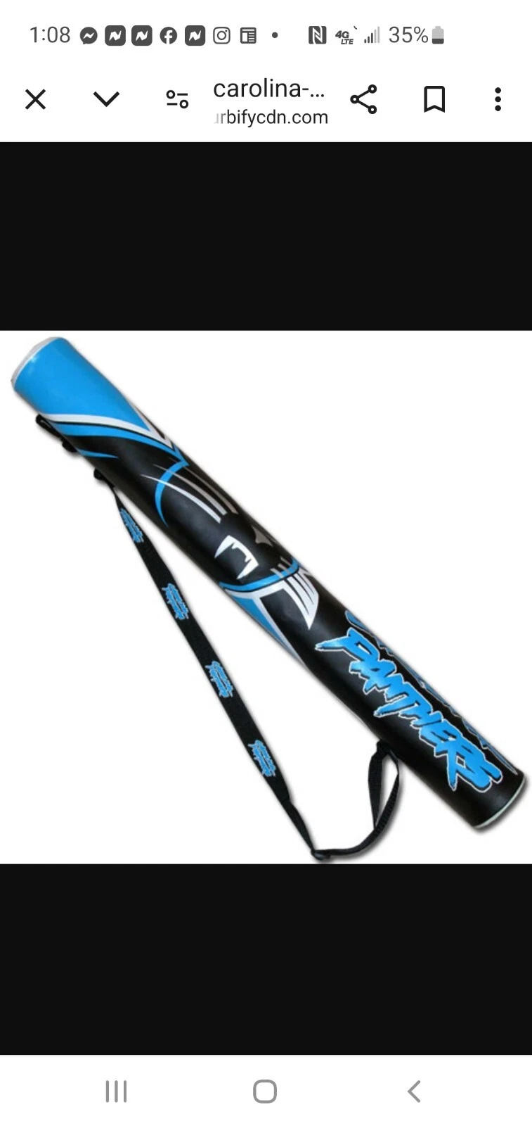 Football Carolina Panthers insulated 6 Can Shaft Drink Cooler Licensed