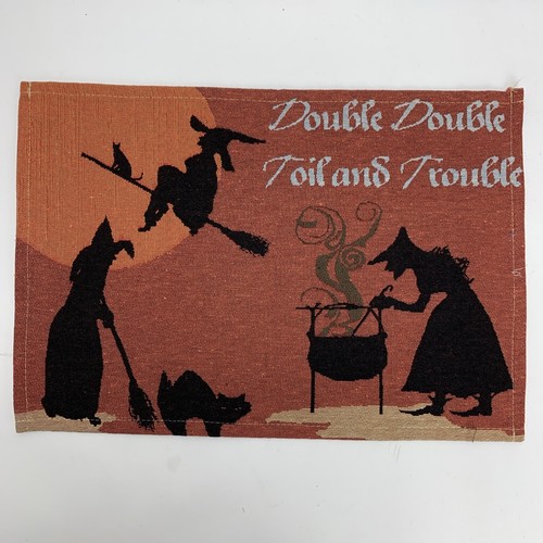 Double Double Toil & Trouble Halloween Placemat Set of 4 Sam Hedaya 18.5"x13" - Picture 8 of 14