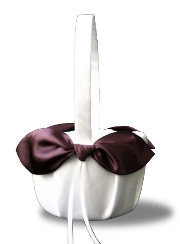 Цвета слоновой кости коричневый атласный бант обручальное кольцо подушка цветок девочка корзина гостевая книга ручка - Изображение 2 из 4