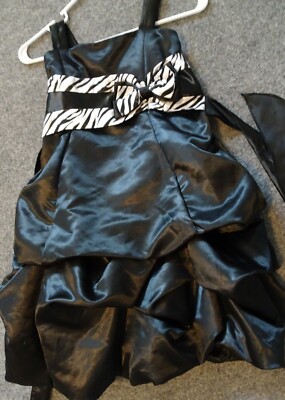 Gorgeous Party Formal DRESS Girl Sz 8 by Cinderella Couture Black Satin Pouf