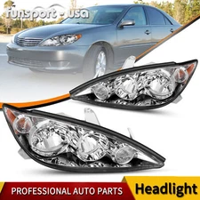 Chrome Headlights for 2005-2006 Toyota Camry Crystal Headlamps Assembly Pair Set
