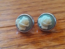 Vintage Trifari Carved Roses Stud Earrings
