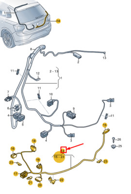 NEW VW POLO AW MK6 REAR LID ADAPTER CABLE LOOM 2G0971192N ORIGINAL
