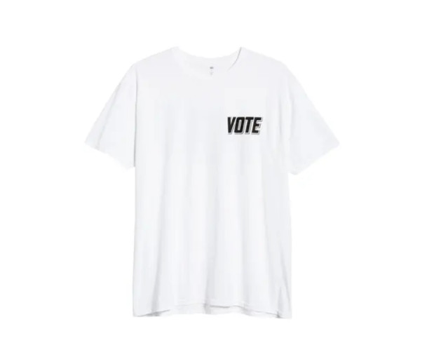 Бело-черная хлопковая футболка с круглым вырезом BP VOTE, размер L, оверсайз