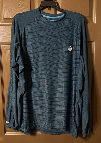 NRS Shirt Mens XL Heathered Blue Long Sleeve UPF 50+ Sun Protection Performance