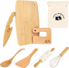 Kids Baking Set for Real Cooking, 8 Pieces Montessori Kitchen Tools for