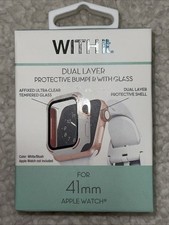 Withit Dual Layer Protective Bumper with Glass for 41mm Apple Watch, White/Blush