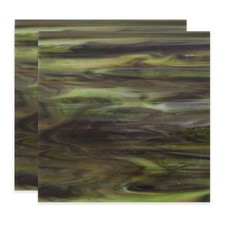 4 x 4 Inch Stained Glass Sheets, 2 Sheets Art Glass, Army Green