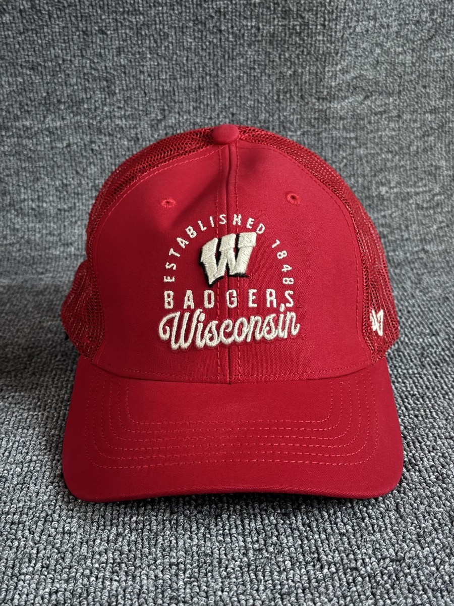 47 Brand Wisconsin Badgers Trucker Snapback Hat Red White NCAA One Size