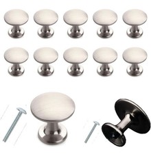 10Pieces Nickel Door Knobs for Cupboards with 20Pcs of 25mm and 10mm Screws,