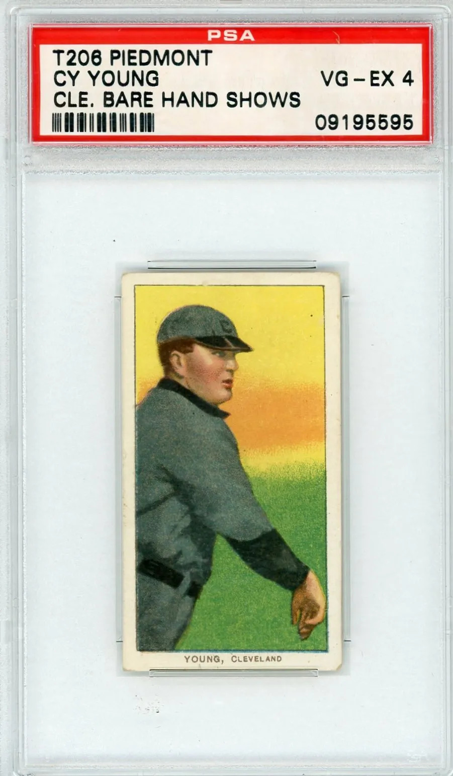 1909-11 T206 Piedmont Cy Young Cle. Bare Hand Shows PSA 4