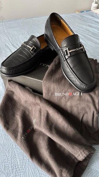 Men Bruno Magli Heels Black Leather 42.5