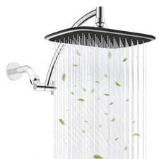 10x8in High Pressure Rainfall Shower Head with 12" Shower Head Extension Arm