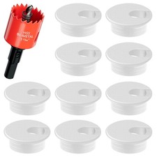 1-3/8 in. Hole Saw with 10PCS White Desk Grommet - Cable Management Kit for T...