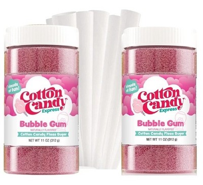 Cotton Candy Express Floss Sugar 2 BUBBLE GUM Use Ice Cream Drinks 11oz+10 Cones