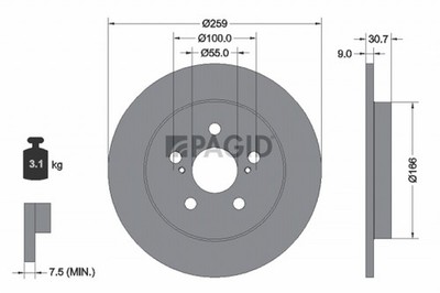 2x Bremsscheibe PAGID 55240NC für TOYOTA VERSO PRIUS COROLLA PHV NSP120_ NLP121_