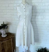 Vtg 90s Calvin Klein White Shirt Dress, Minimalist, Classic, Everyday, Cotton, 6