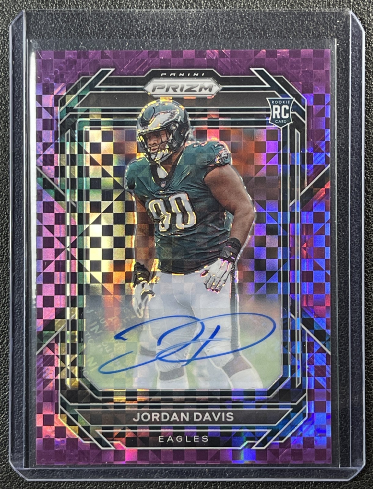 JORDAN DAVIS 2022 PANINI PRIZM #371 ROOKIE AUTO PURPLE POWER RC 42/49 EAGLES