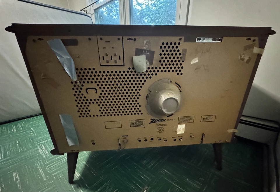 Consola TV Zenith Chromacolor II vintage años 70 RARO - MCM gabinete de madera maciza Foto 3 de 4