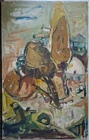 Malvina Kaplan 1913–1987  Israeli painter JUDAICA OIL CANVAS PAINTING JERUSALEM
