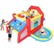 Anypool 9 in 1 Inflatable Bounce House Kid Trampoline with Tall Slide, Ball Pit