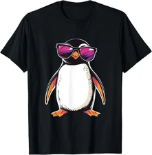 Penguin wearing Sunglasses Bird Funny Graphic T-Shirt