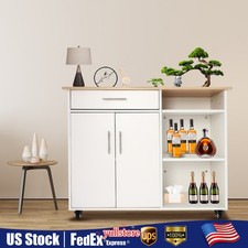 Rolling Kitchen Island Side Table, Rolling Trolley Cart with Drawer