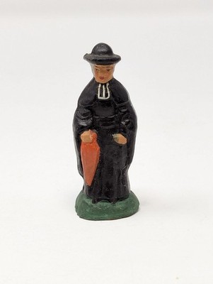 French Santon Priest Figurine M Chave Aubagne Pottery 2.5'' Nativity